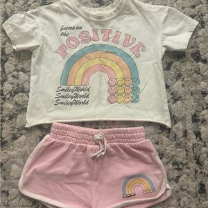 SmileyWorld Positive Rainbow Tee and Shorts Set